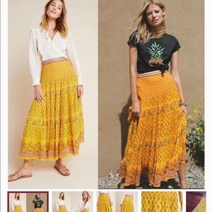 Anthropologie Cabinda tiered beaded maxi skirt